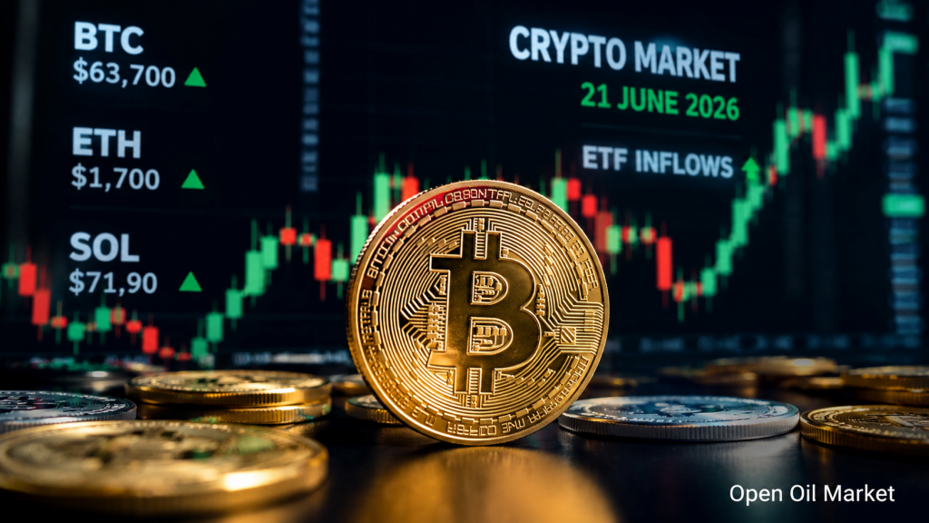 Kripto Para Haberleri, Pazar, 21 Haziran 2026: Bitcoin $63-64 bin aralığında kalırken, ETF akışları ve stablecoin düzenlemeleri piyasaya yön veriyor.