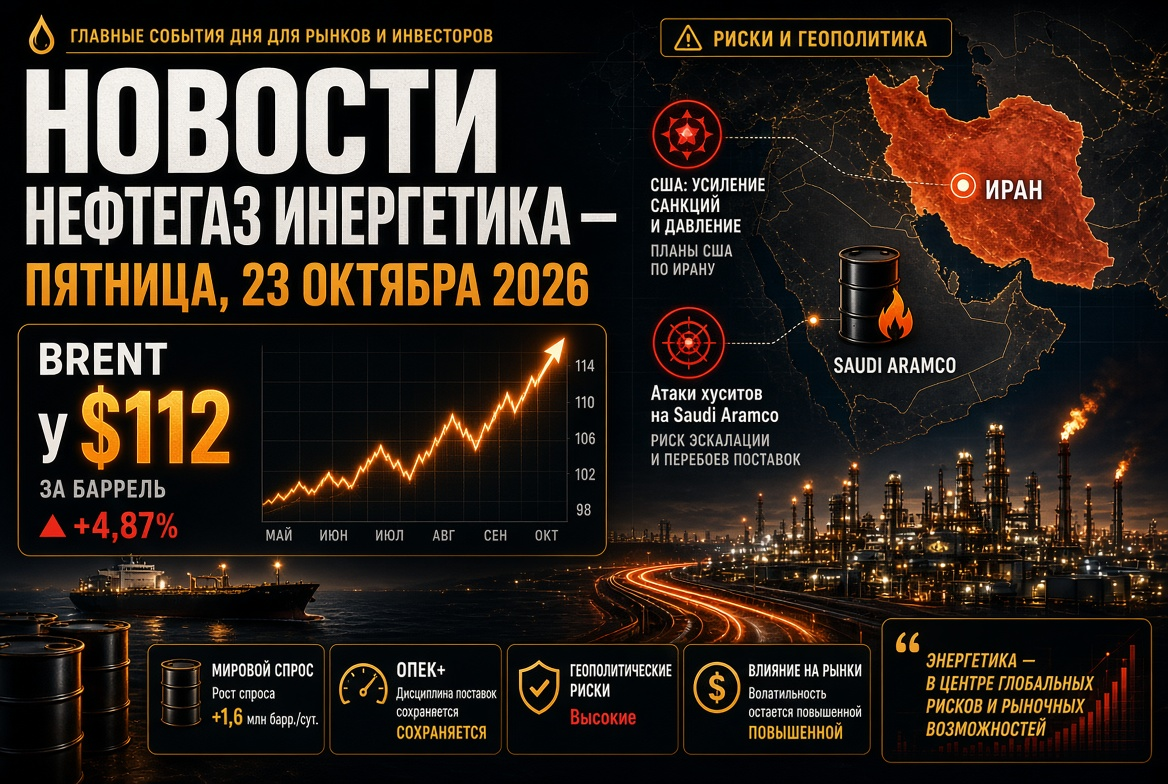 Petrol ve gaz haberleri – Cuma, 23 Ekim 2026: Brent 112 $'da, ABD'nin İran planları ve Husilerin Saudi Aramco'ya saldırıları çerçevesinde