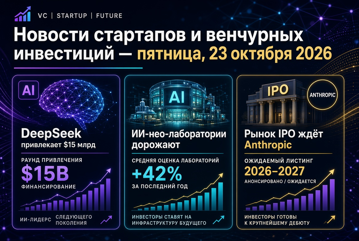 Girişim ve Risk Sermayesi Haberleri — Cuma, 23 Ekim 2026: DeepSeek 15 milyar doları çekiyor, AI neo-laboratuvarları değer kazanıyor, pazar IPO'yı bekliyor.