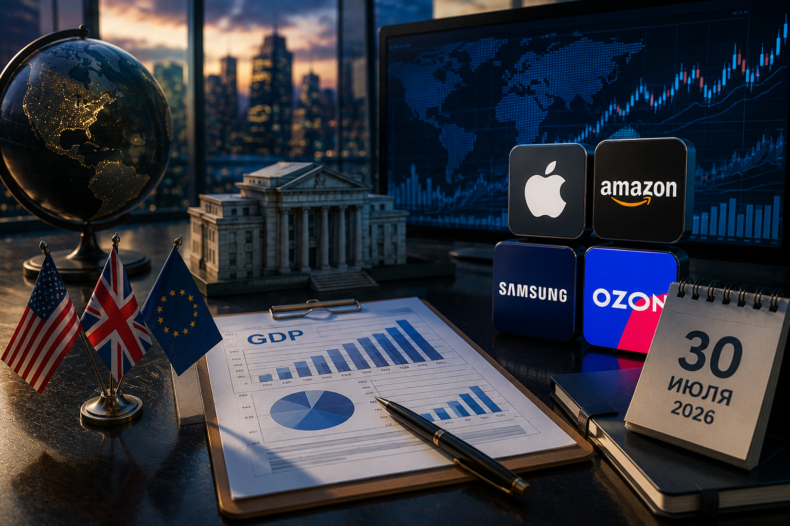Ekonomik Olaylar ve Şirket Raporları: Perşembe, 30 Temmuz 2026 - ABD GSYİH, İngiltere Merkez Bankası Kararı, Apple, Amazon, Samsung ve Ozon Raporları.