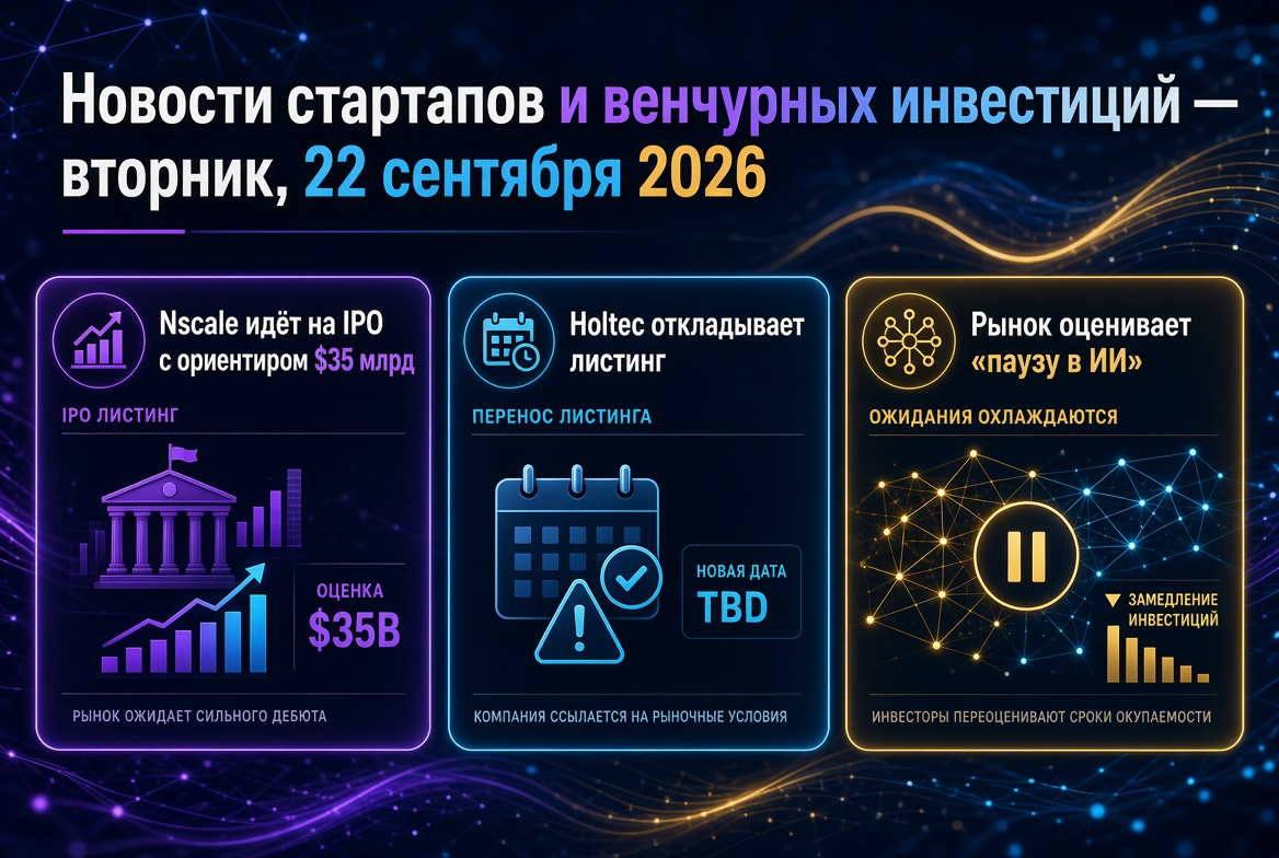 Girişim ve Risk Sermayesi Haberleri - 22 Eylül 2026: Nscale halka arz yolunda $35 milyar hedef ile, Holtec listelemeyi erteledi, piyasa "Yapay Zekadaki bekleme"yi değerlendiriyor.