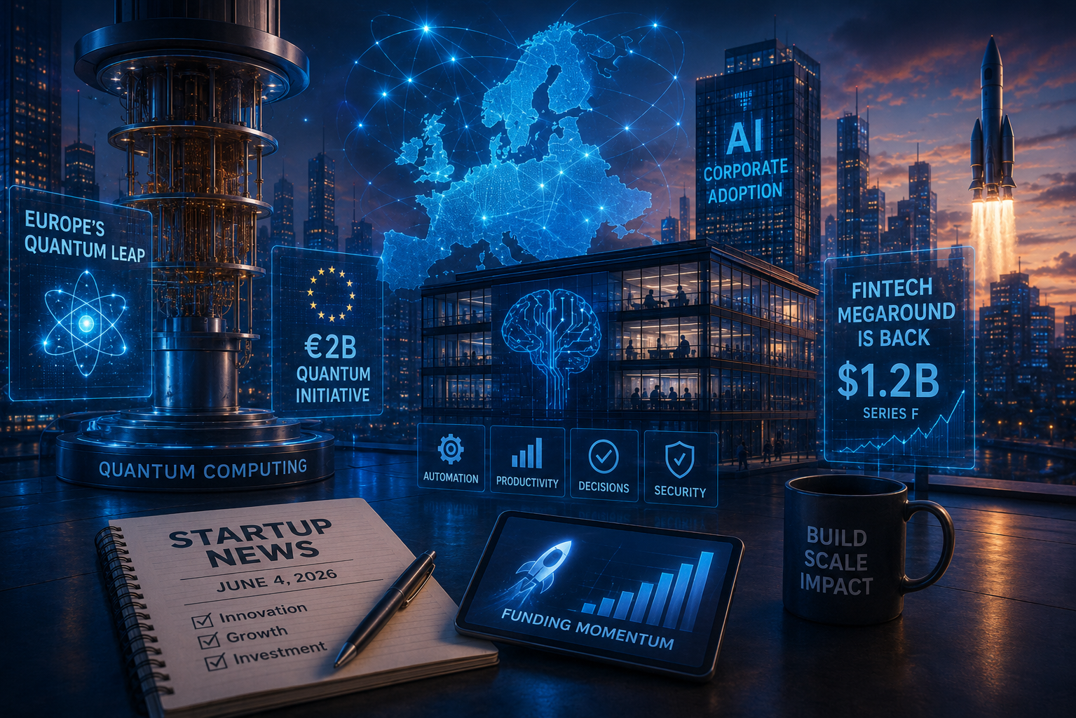 Startup ve Girişim Sermayesi Haberleri, 4 Haziran 2026 Perşembe: Avrupa'nın Kuantum Atılımı, Kurumsal AI ve Fintech Mega Turlarının Dönüşü