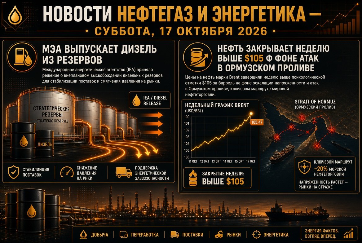 Petrol ve Enerji Haberleri - Cumartesi, 17 Ekim 2026: UEA, Rezervlerden Dizel Salıyor; Petrol, Hormuz Boğazı'ndaki Saldırıların Ardından $105 Üzerinde Kapatıyor