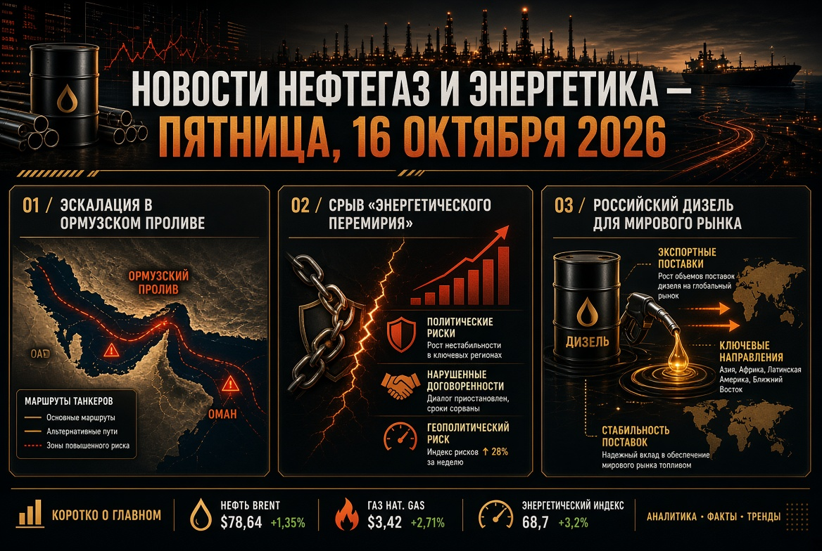Petrol ve gaz haberleri - Cuma, 16 Ekim 2026: Ormuz Boğazı'ndaki tırmanış, "enerji ateşkesi"nin bozulması ve Rus dizeli küresel pazar için