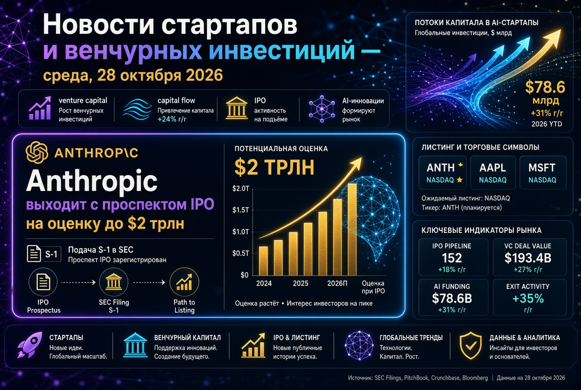 Startup ve Risk Sermayesi Haberleri - 28 Ekim 2026: Anthropic, 2 trilyon dolara kadar değer ile IPO'ya çıkıyor